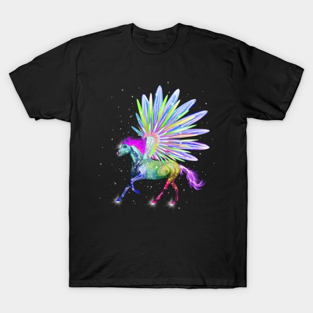 Pegasus Rainbow Horse Unicorn Design T-Shirt by starchildsdesigns